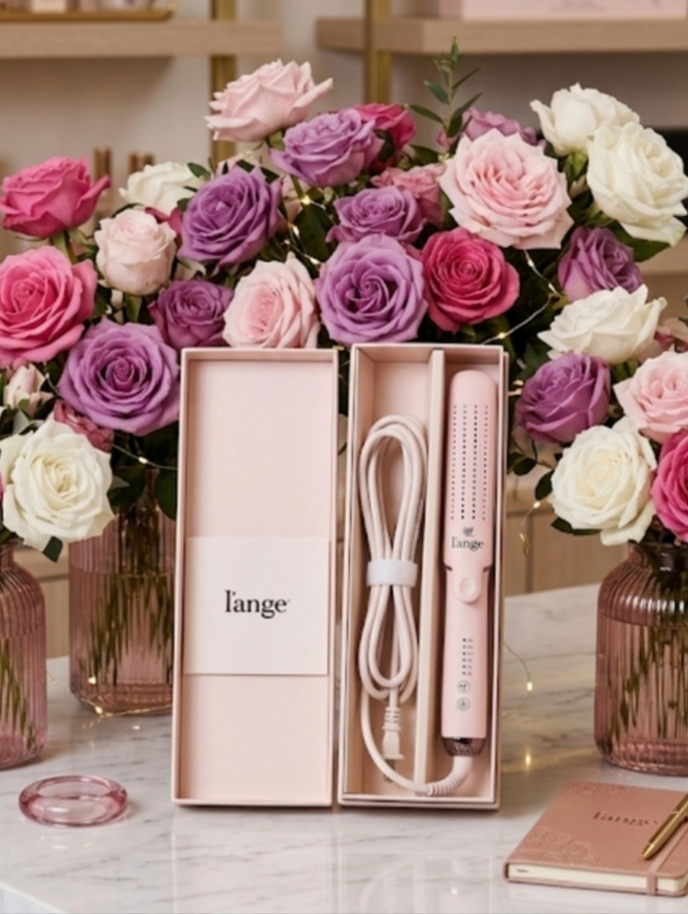 l'ange Pink Le Duo Hair Straightener – Curved Plates
